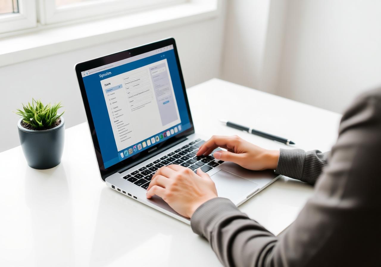 Online-Antrag am Laptop